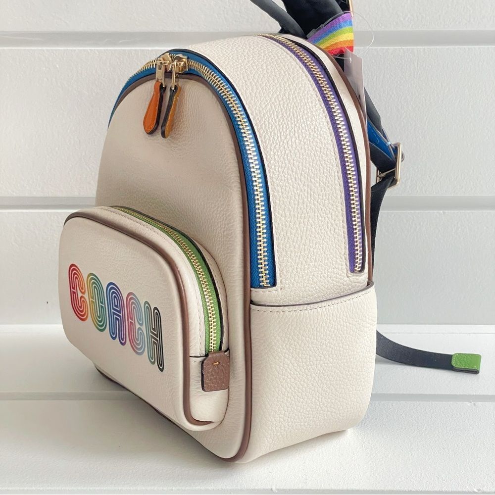 Coach Mini Court Backpack With Rainbow Coach Logo New With Tags - Picture 11 of 15